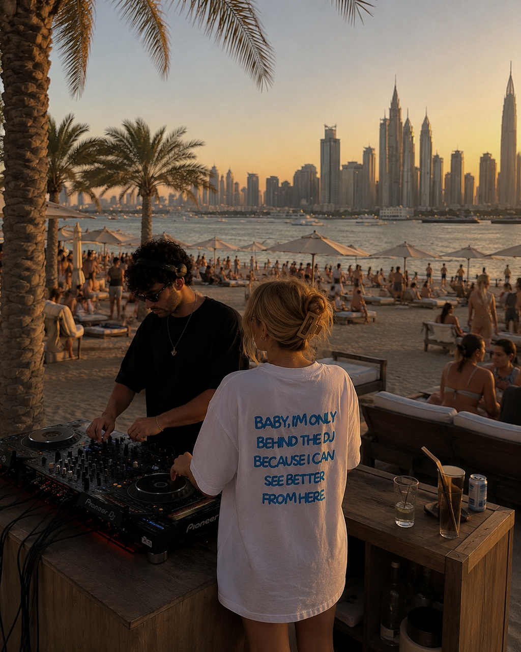 T-shirt blanc OFFSHORE Baby DJ Dubaï vue 2