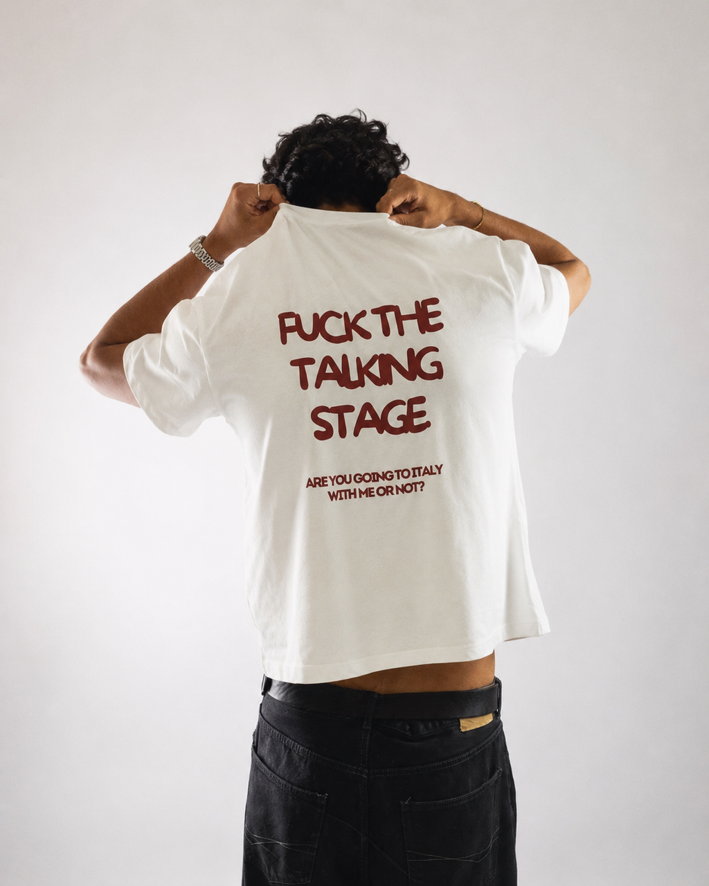 T-shirt blanc OFFSHORE print bordeaux Fuck the talking stage lifestyle