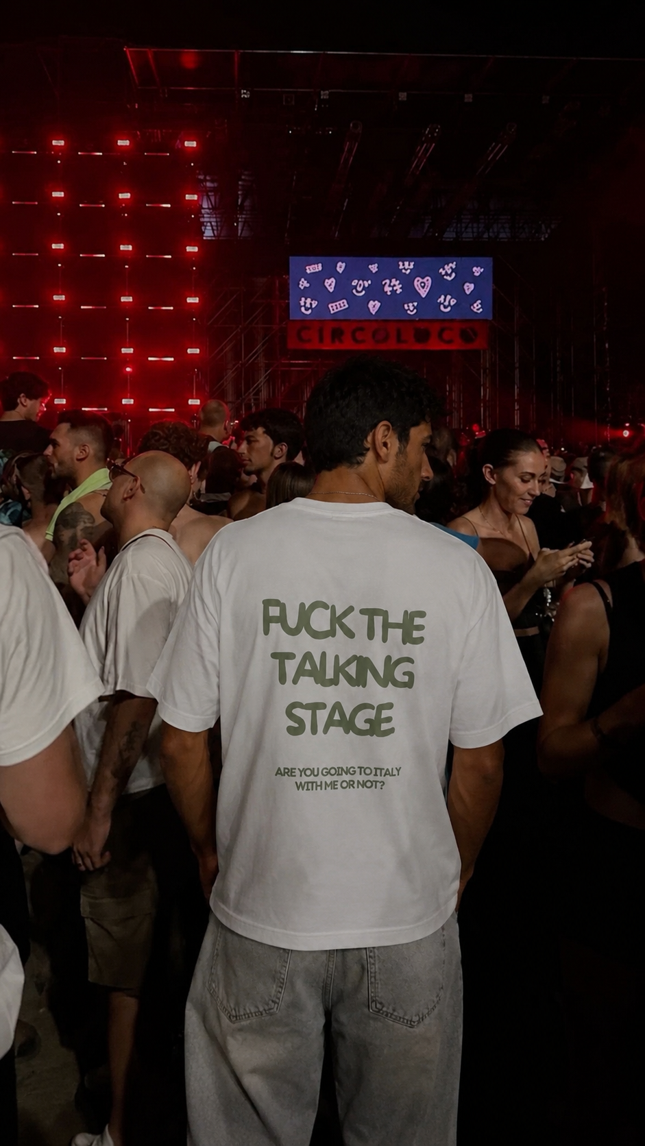 T-shirt blanc OFFSHORE print olive Fuck the talking stage détail