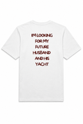 T-shirt blanc OFFSHORE back print bordeaux I'm looking for my future husband and his yacht