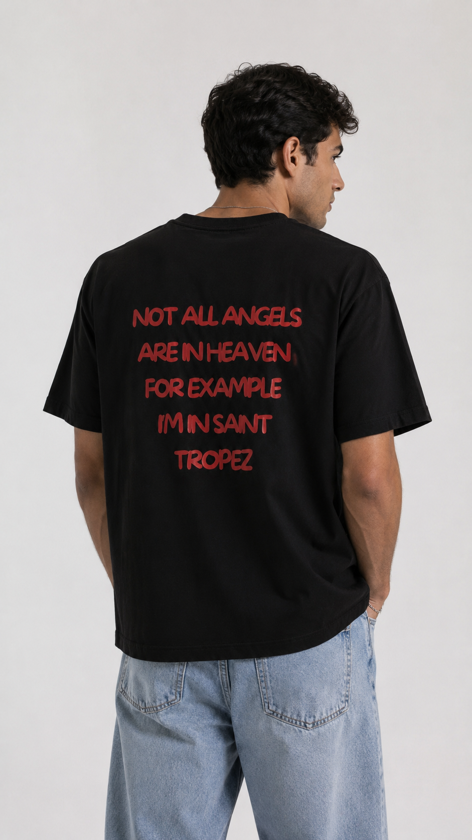 T-shirt noir OFFSHORE print rouge Not all angels Saint-Tropez lifestyle