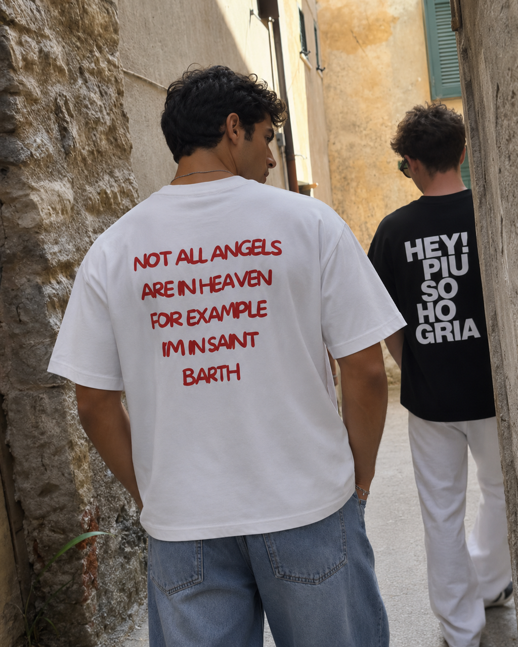 T-shirt blanc OFFSHORE print rouge Not all angels Saint-Barth détail