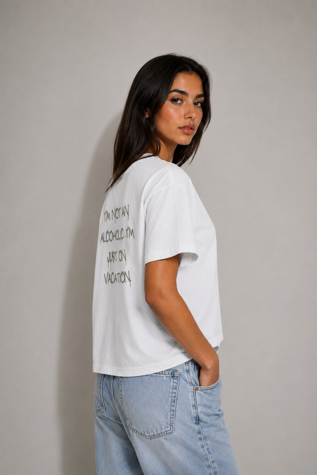 T-shirt blanc OFFSHORE I'm not an alcoholic studio