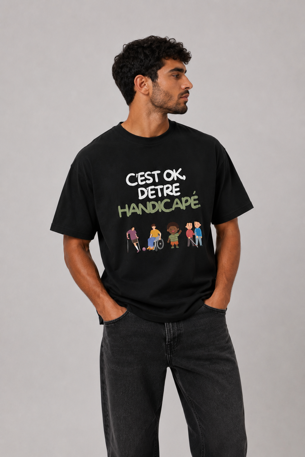 T-shirt noir OFFSHORE C'est ok d'être handicapé studio