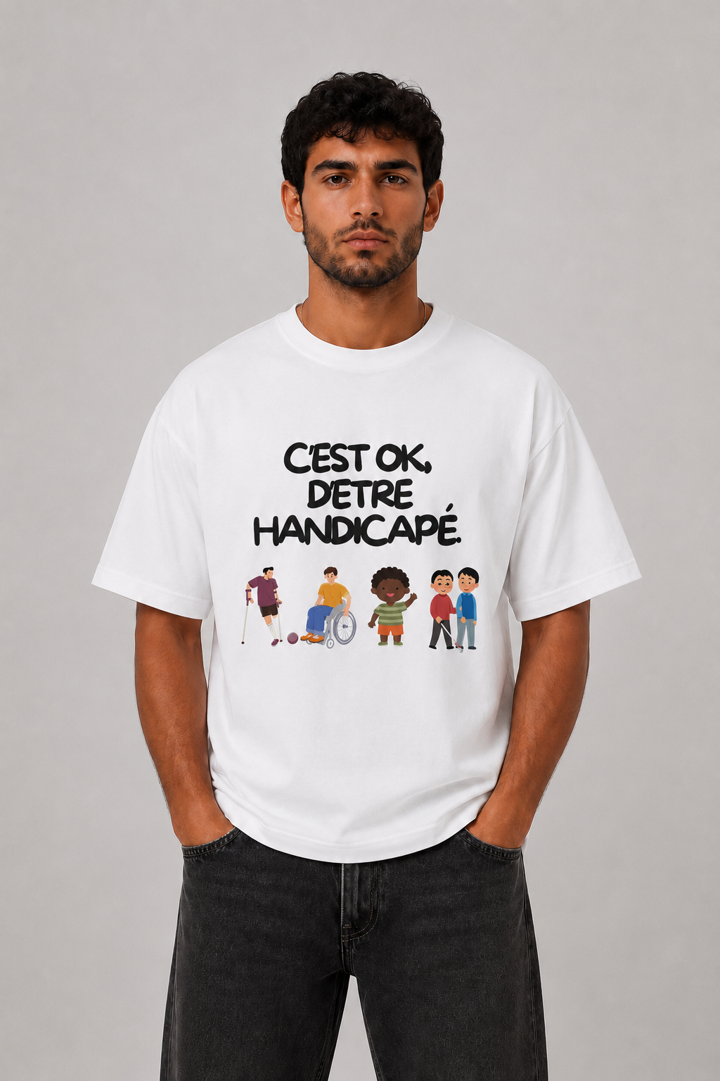 T-shirt blanc OFFSHORE C'est ok d'être handicapé studio