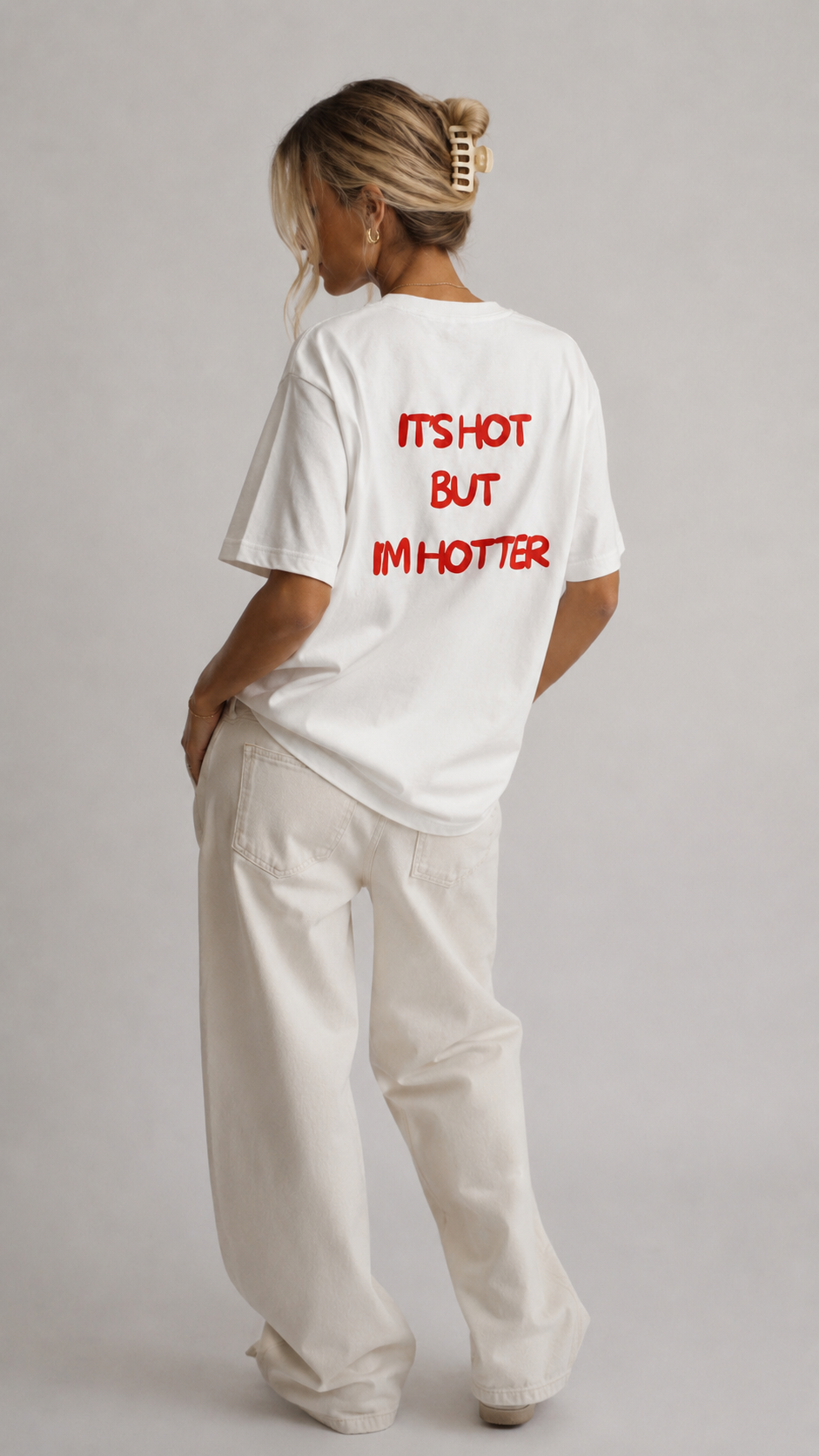T-shirt blanc OFFSHORE print rouge It's hot but I'm hotter studio