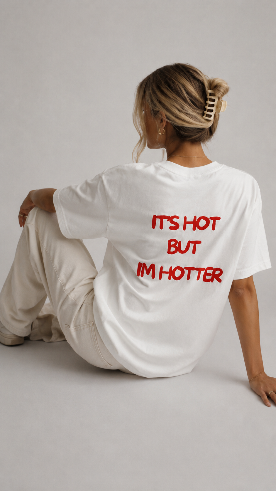 T-shirt blanc OFFSHORE It's hot but I'm hotter studio assise