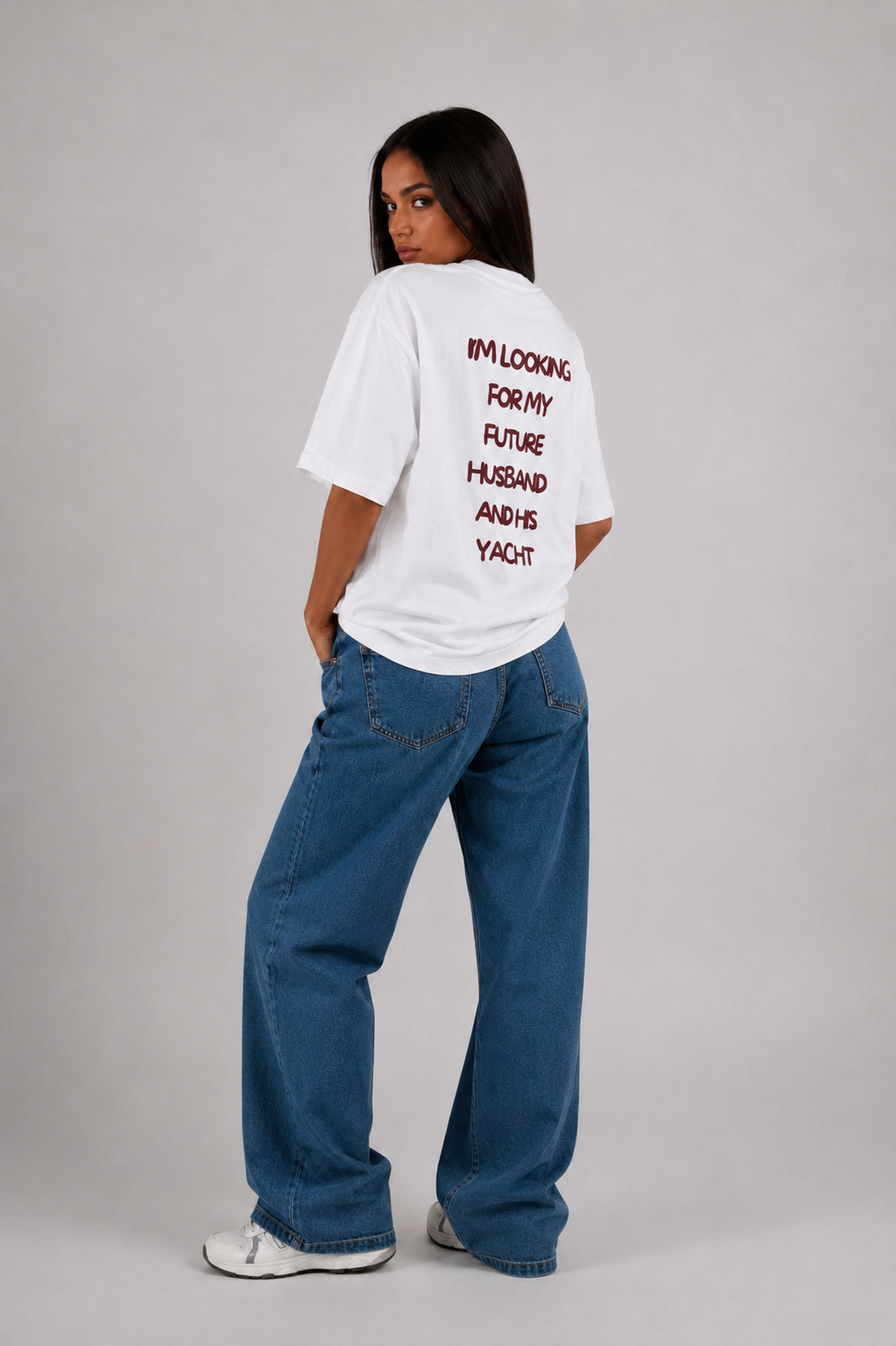 T-shirt blanc OFFSHORE print bordeaux future husband studio