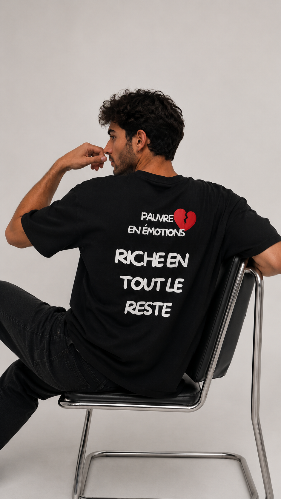 T-shirt noir OFFSHORE Pauvre en émotions studio