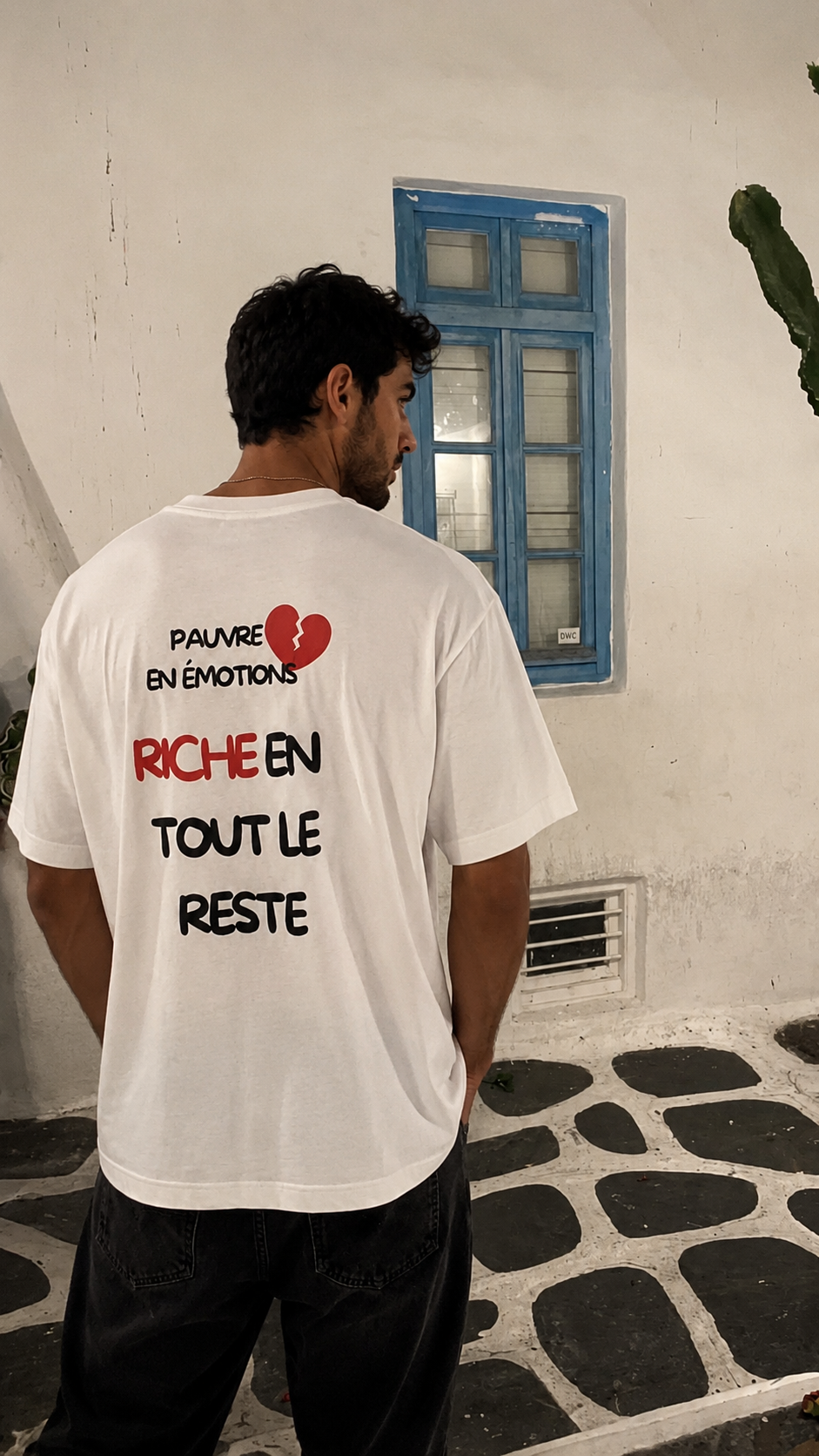 T-shirt blanc OFFSHORE Pauvre en émotions lifestyle