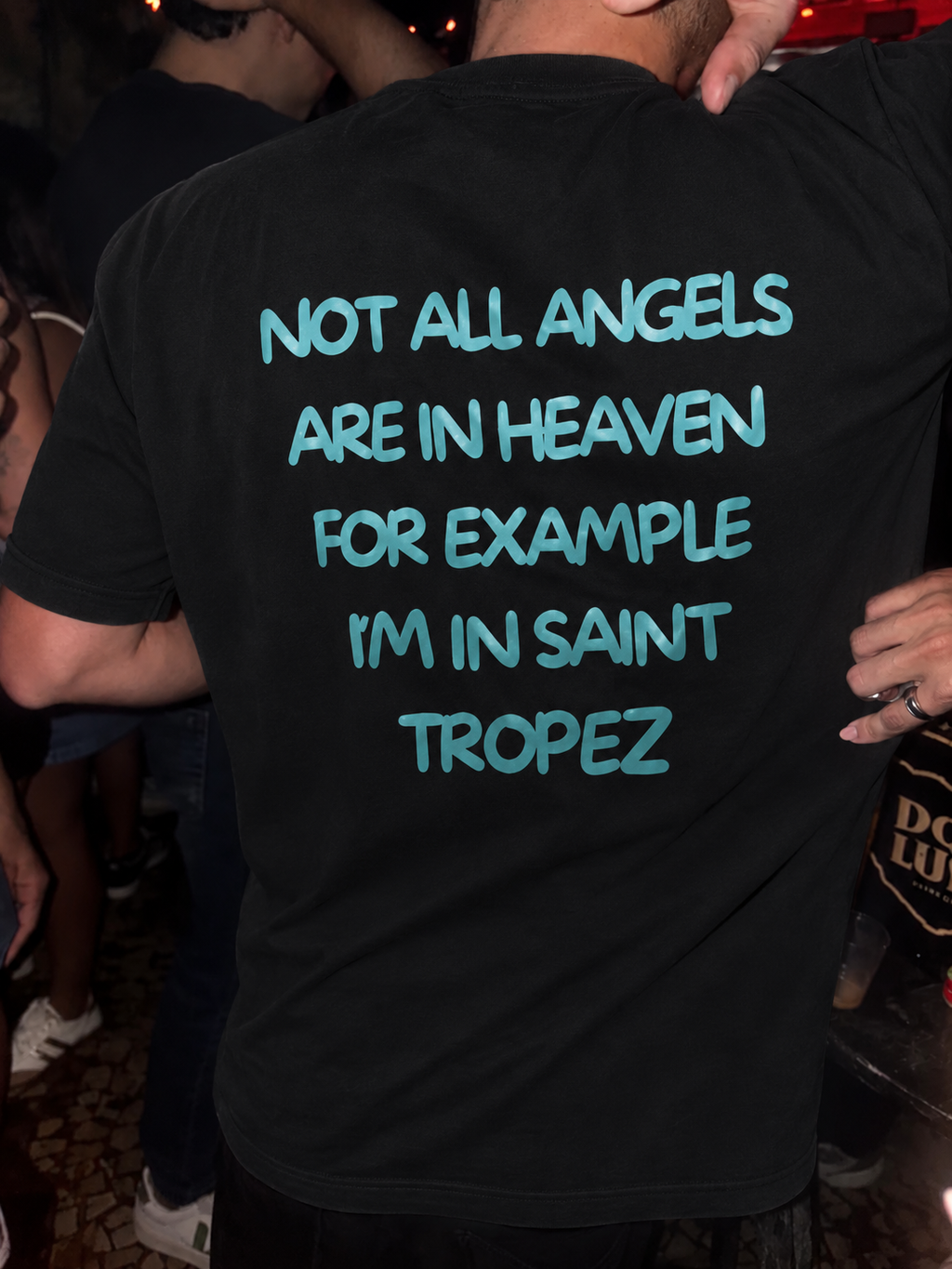 T-shirt noir OFFSHORE print turquoise Not all angels Saint-Tropez lifestyle