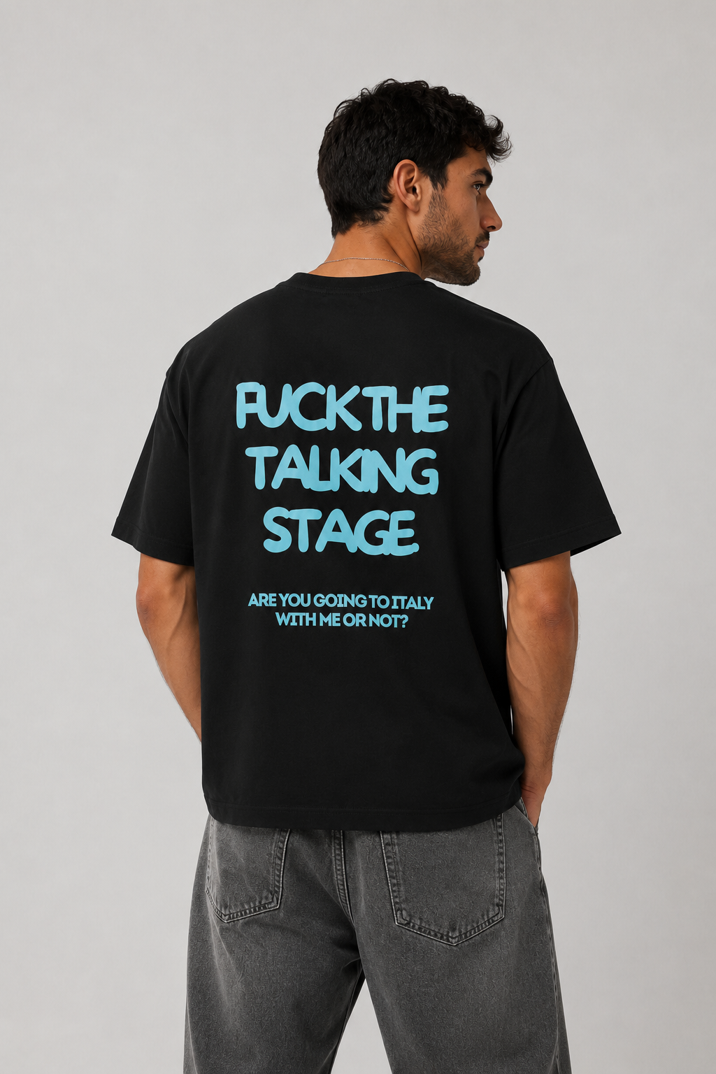 T-shirt noir OFFSHORE print turquoise Fuck the talking stage lifestyle