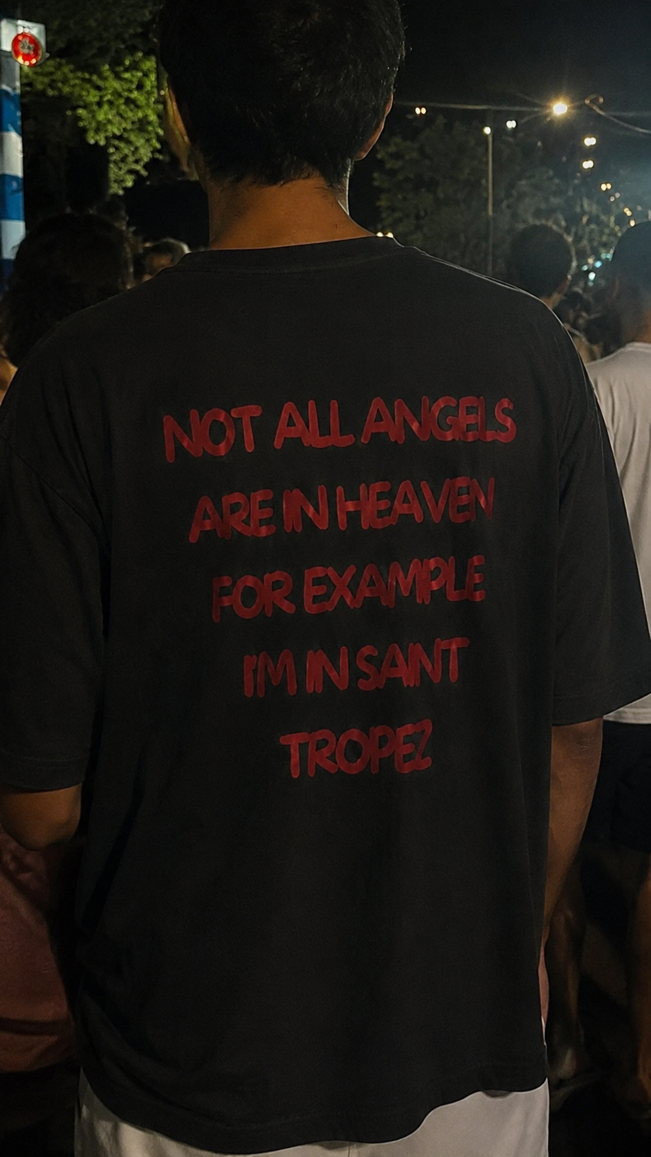 T-shirt noir OFFSHORE print rouge Not all angels Saint-Tropez détail